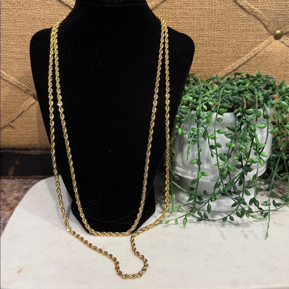 Goldtone Rope Chain Necklace - Picture 3 of 6